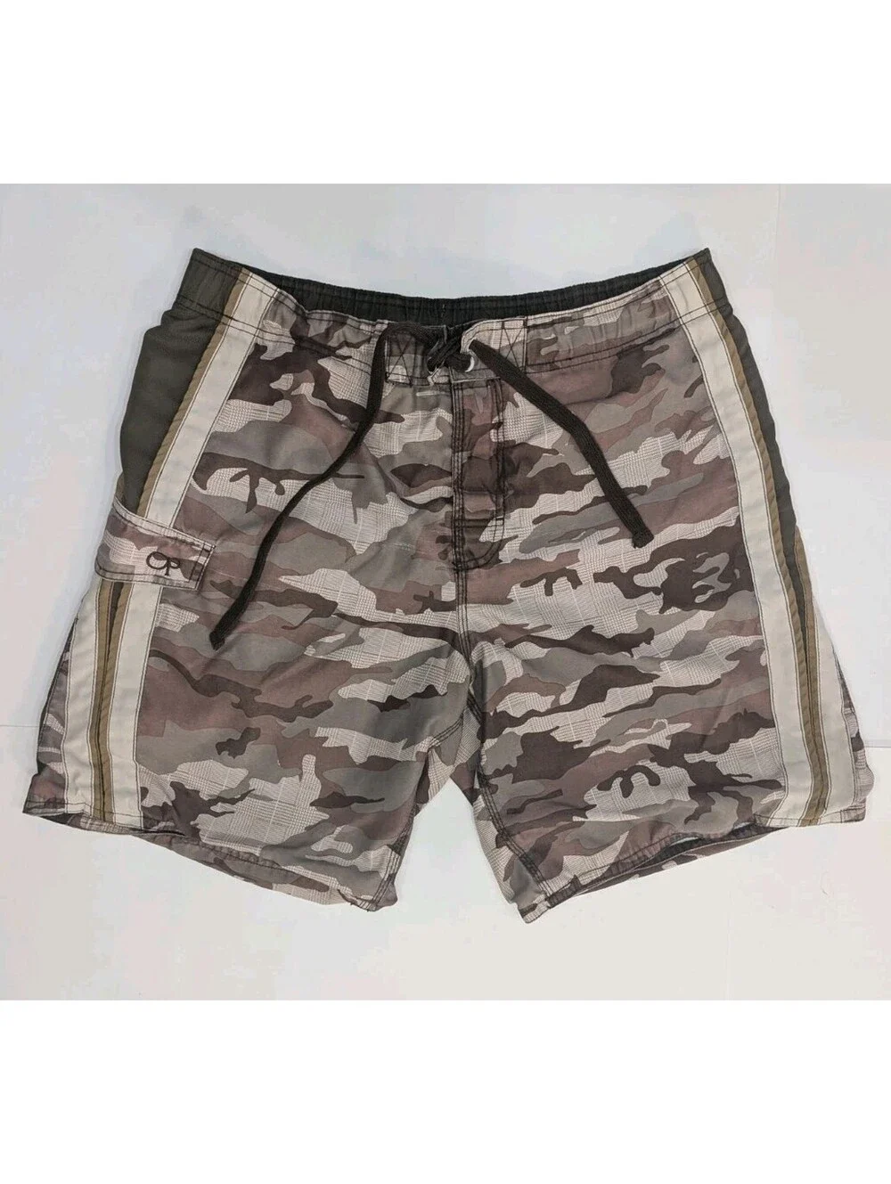 VTG 90s Ocean Pacific OP Board Shorts Swim Trunks Mens L 36-38 Camo Plaid Beach